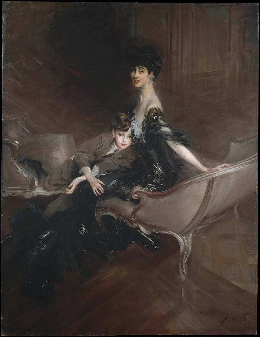 Consuelo Vanderbilt (1876–1964), Marlboroughin herttuatar, ja hänen poikansa, Lord Ivor Spencer-Churchill (1898–1956) - Giovanni Boldini