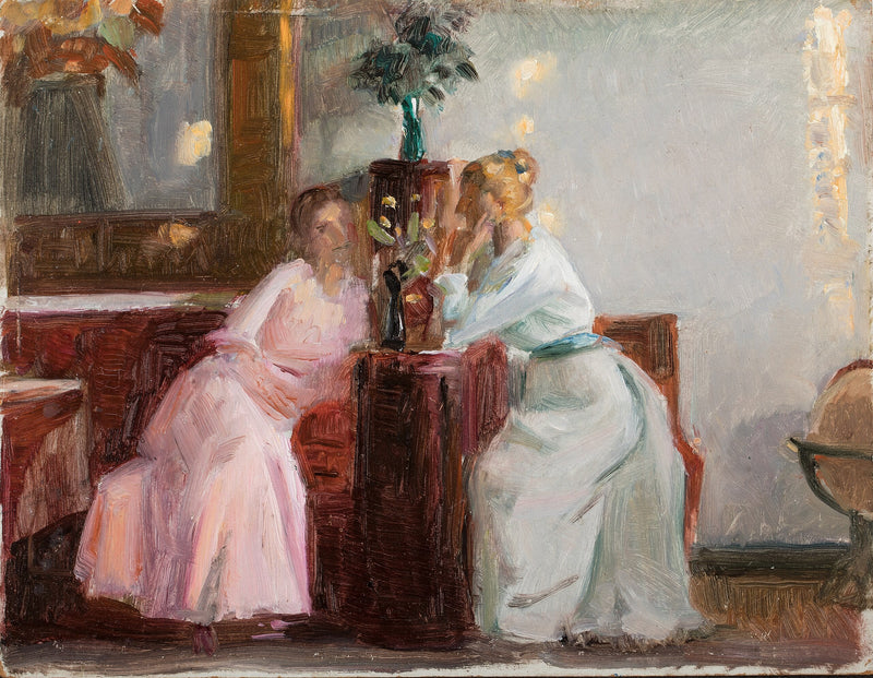 Keskustelu länsihuoneessa - Michael Peter Ancher