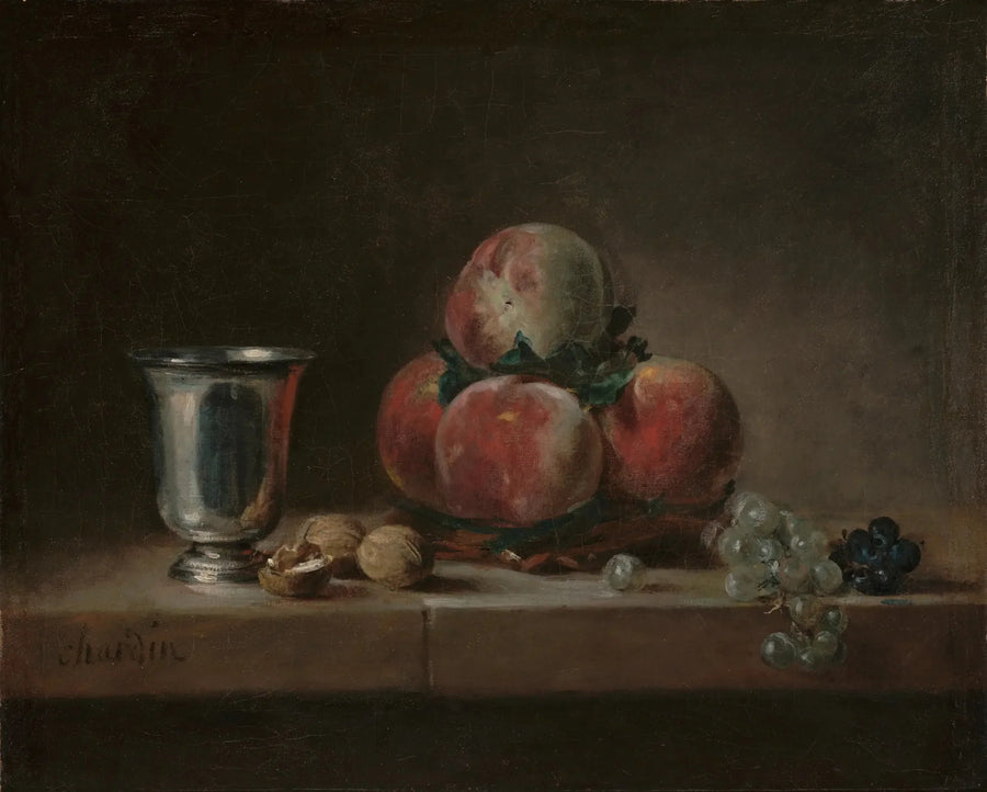 Persikkakorokeelinen hopealasin kanssa - Jean Siméon Chardin