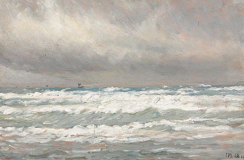 Rannikolla tuulisena päivänä. - Michael Peter Ancher