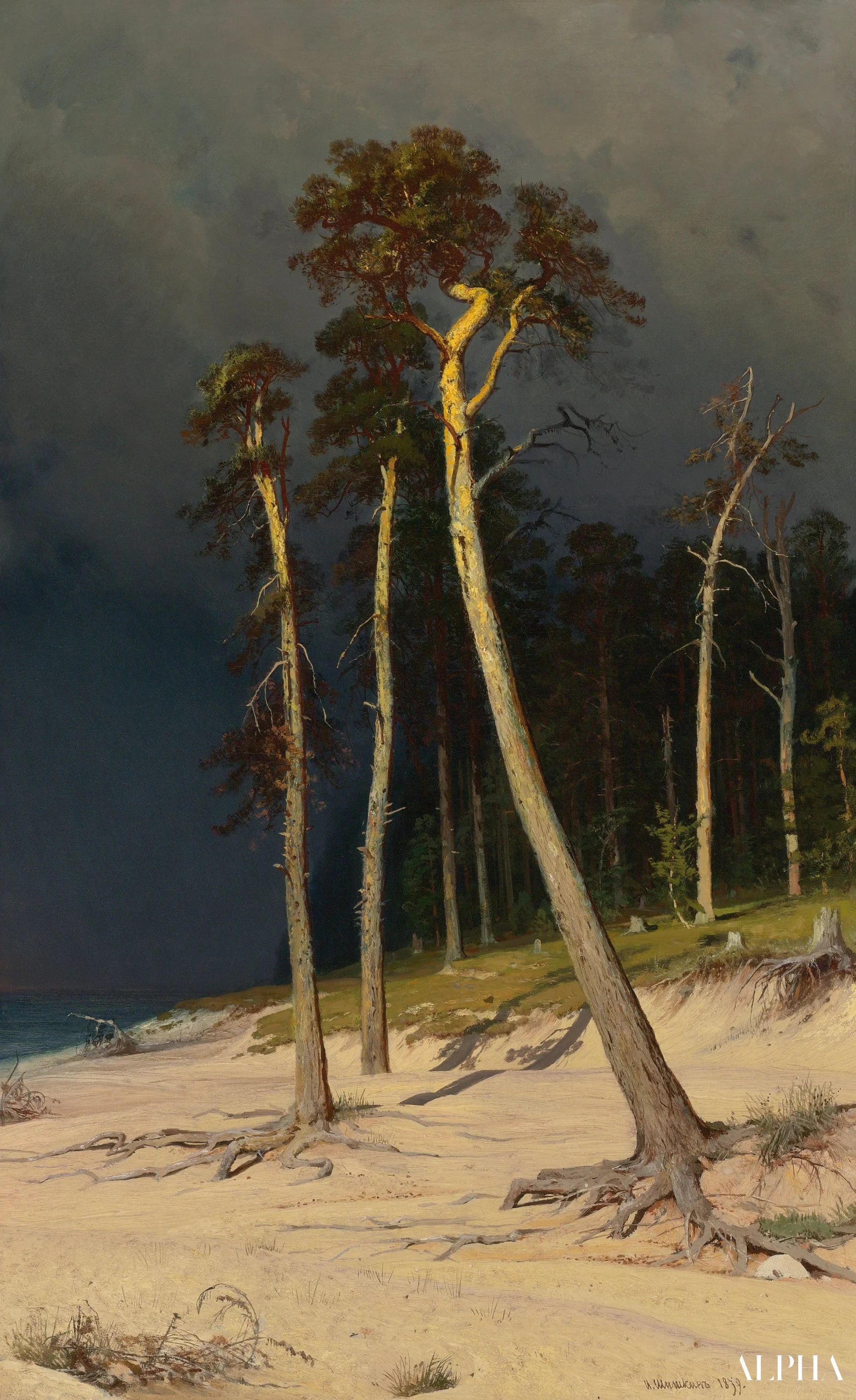 Hiekkaranta - Ivan Shishkin - Korkealaatuiset taulujen ja maalauksien reproduktiot