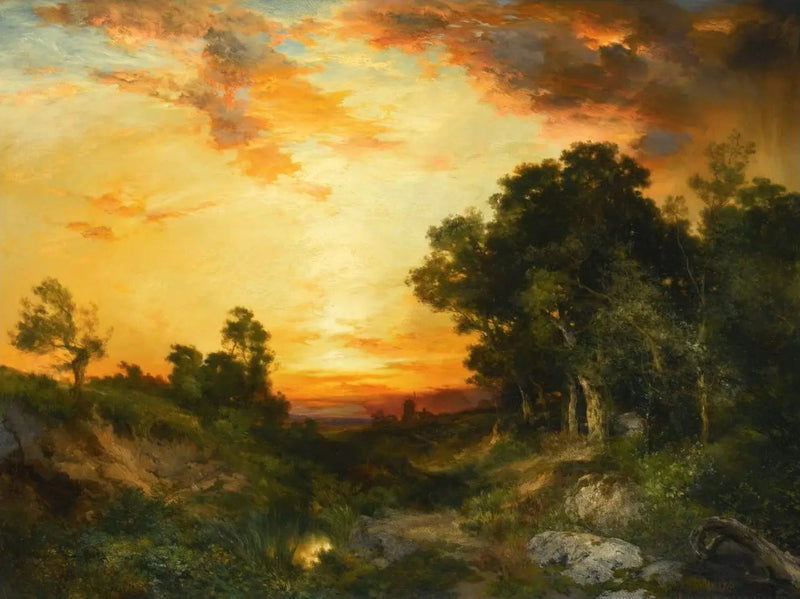 Auringonlasku, Amagansett - Thomas Moran