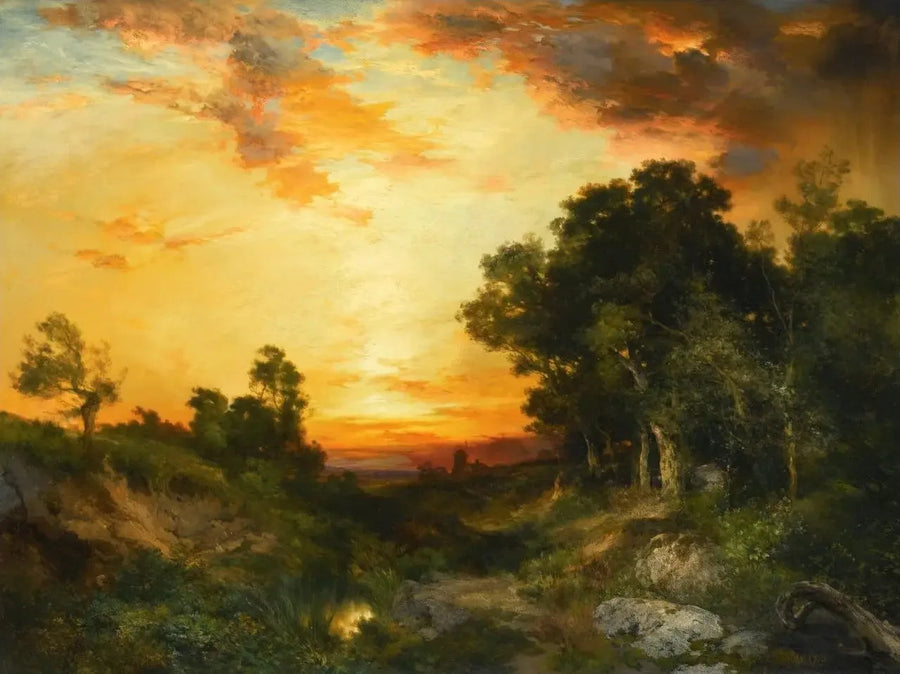 Auringonlasku, Amagansett - Thomas Moran