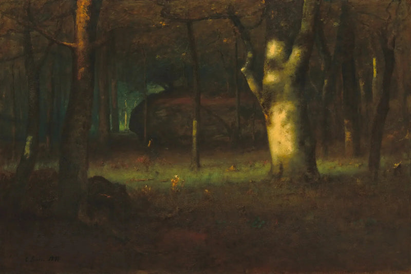 Auringonlasku metsissä - George Inness