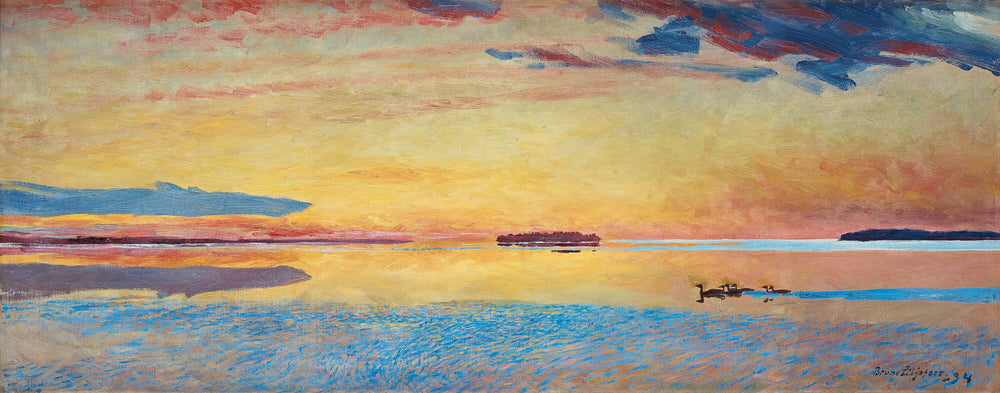 Auringonlasku meren äärellä - Bruno Liljefors