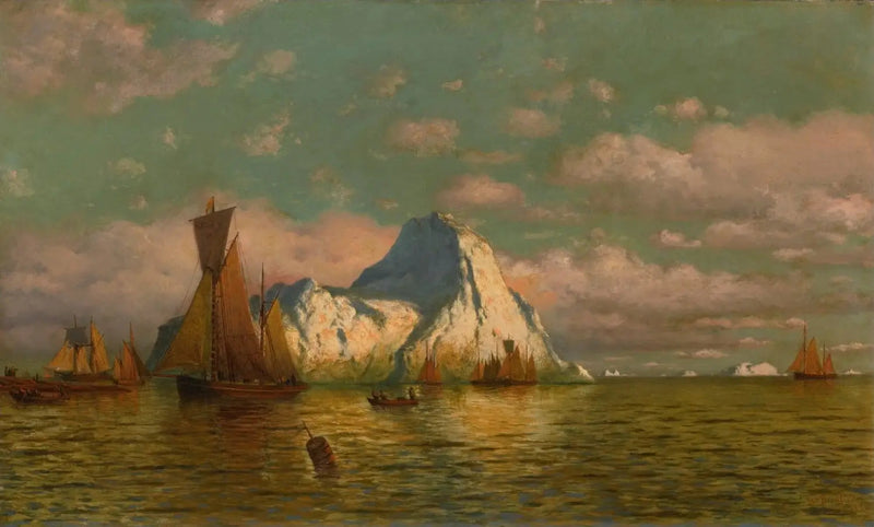 Auringonlasku merellä ja maalla - William Bradford