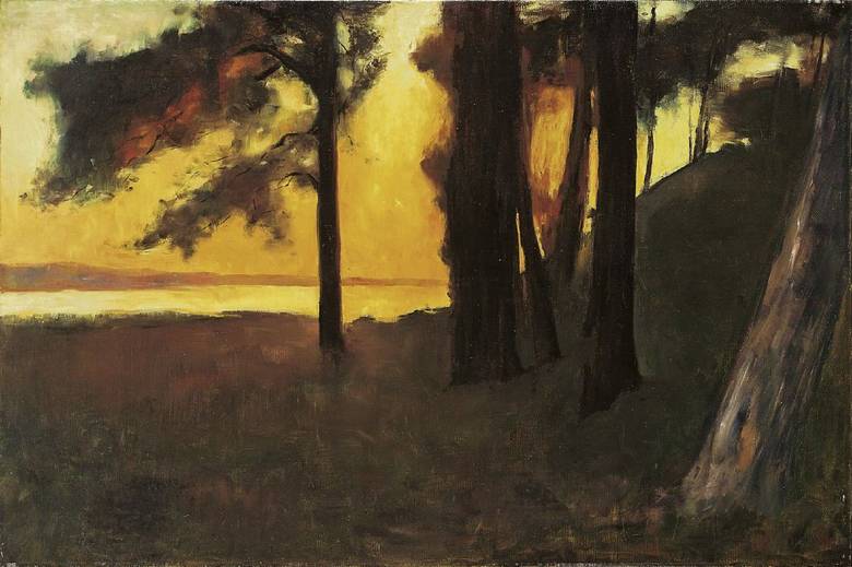 Auringonlasku Grunewald-järven yllä - Lesser Ury