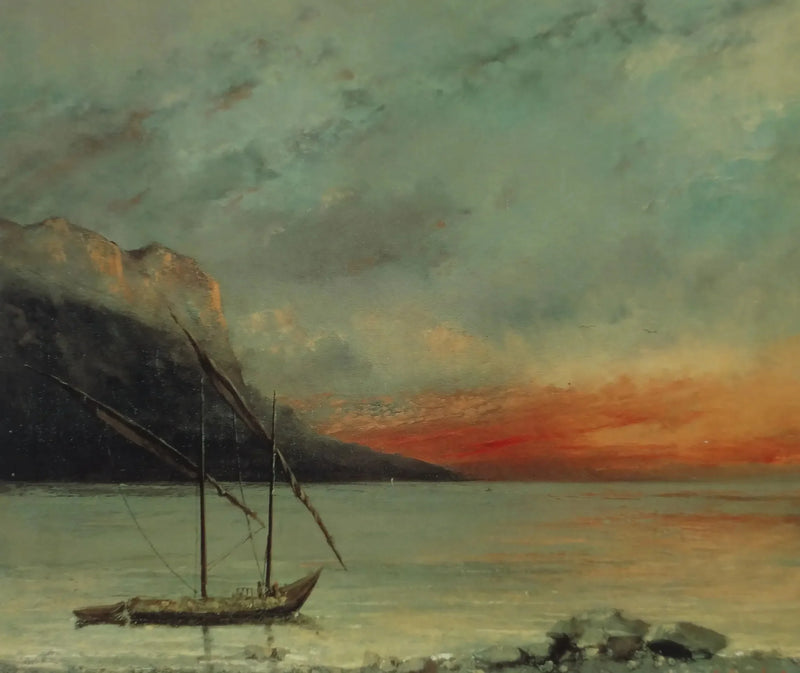Auringonlasku Léman-järvellä - Gustave Courbet