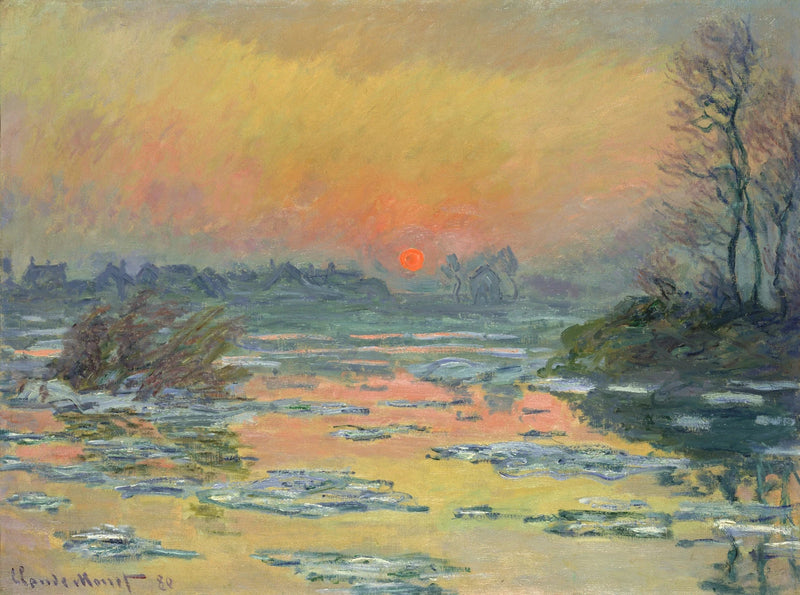 Auringonlasku Seinen yllä, talvi W574 - Claude Monet