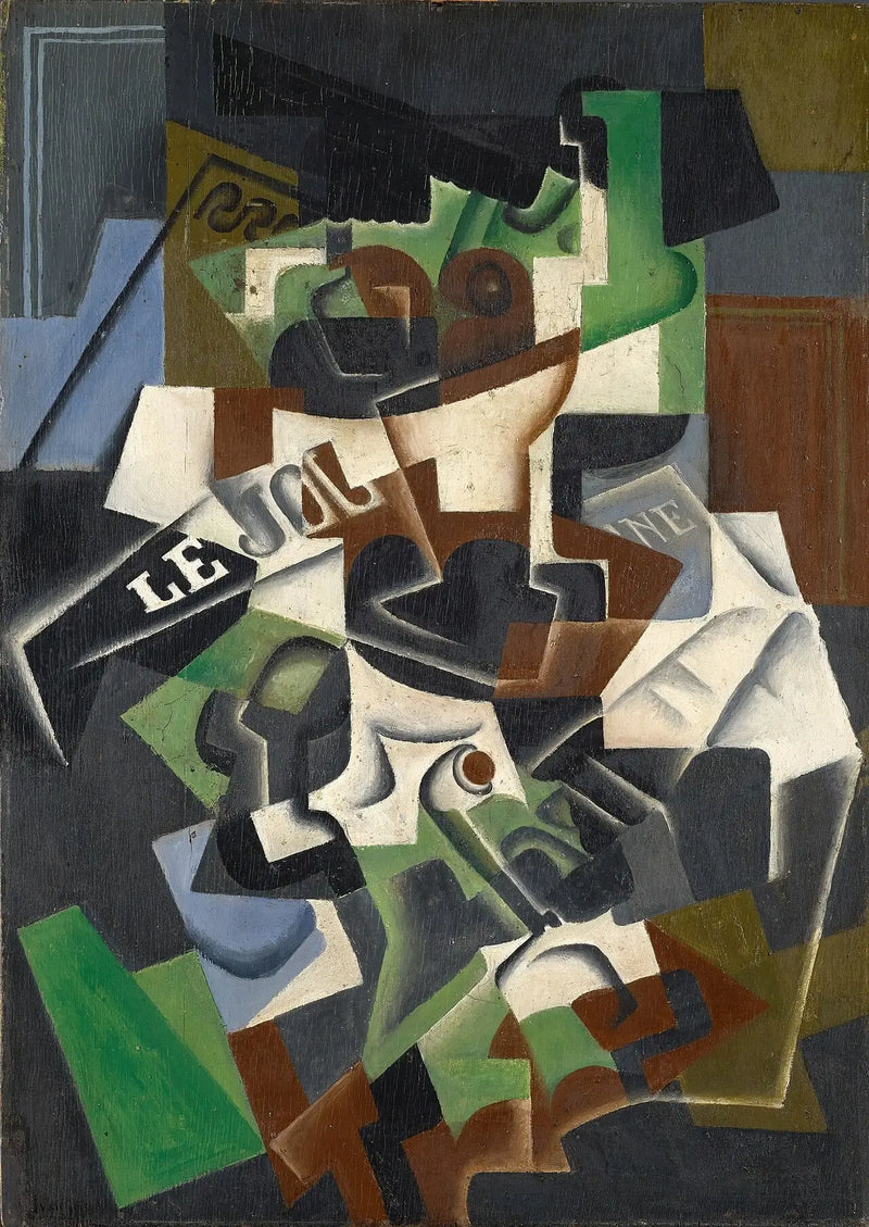 Hedelmäkori, putki ja sanomalehti - Juan Gris