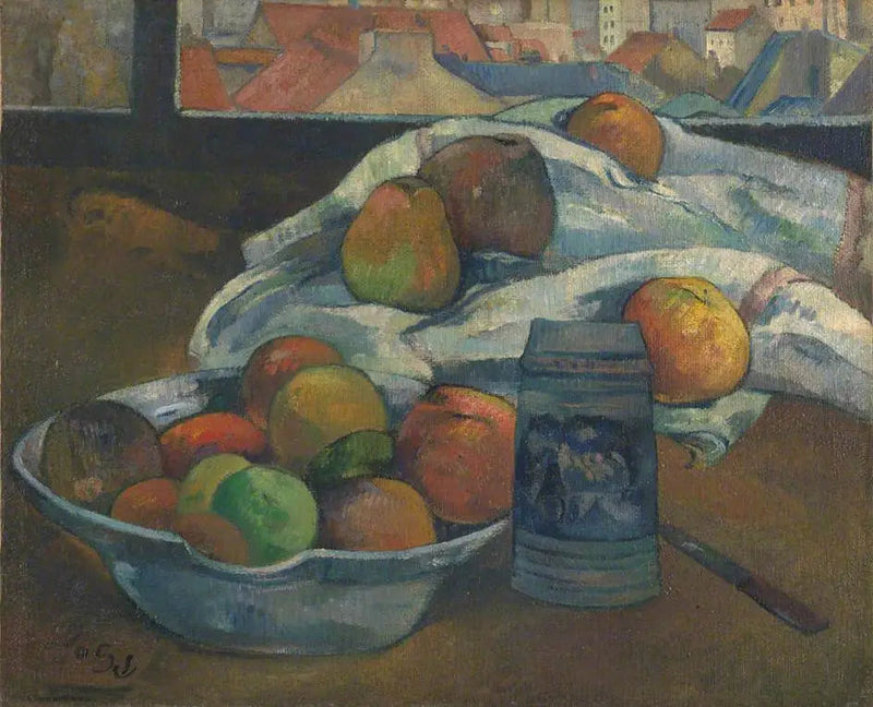 Hedelmätuoppi ja kannu ikkunan edessä - Paul Gauguin