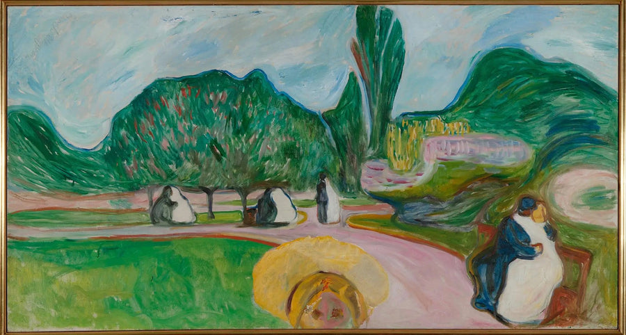 Suudeltavat pariskunnat puistossa (Frise Linde) - Edvard Munch