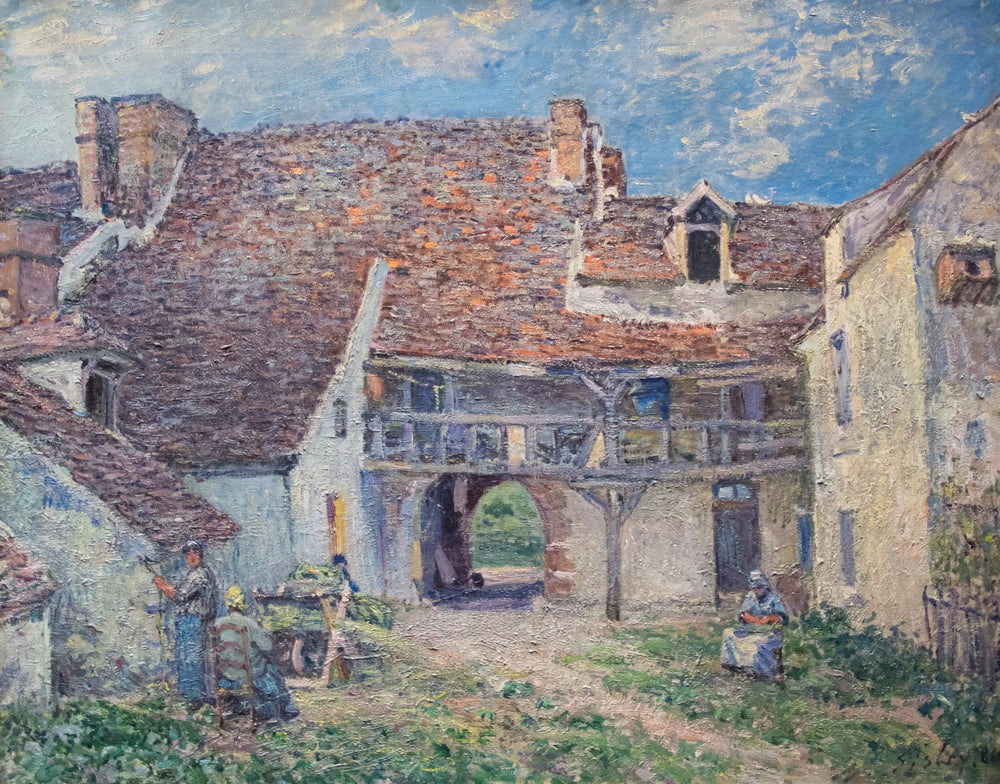 Cour de ferme à Saint-Mammès - Alfred Sisley image 1 copie de tableau peinte à la main