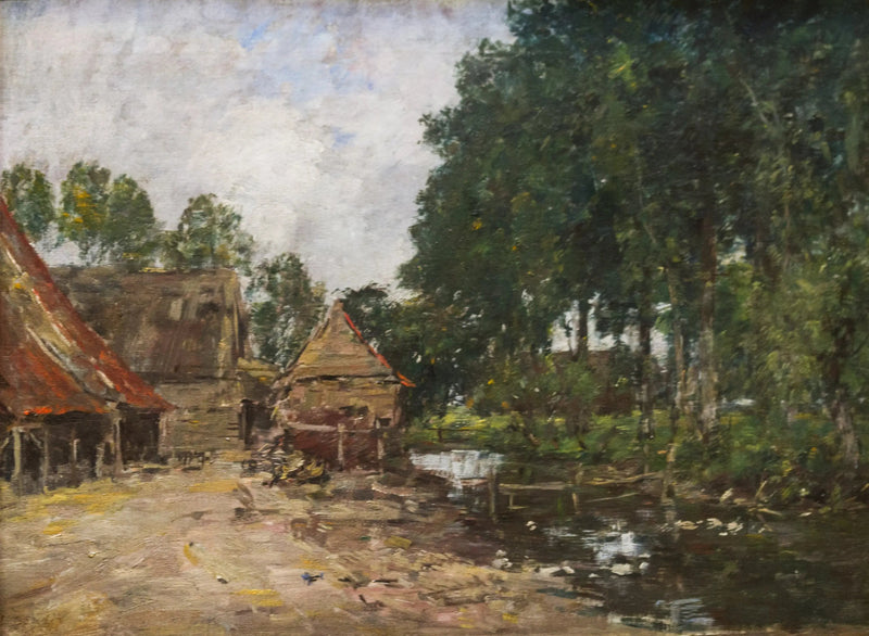 Maalaistalon piha - Eugène Boudin