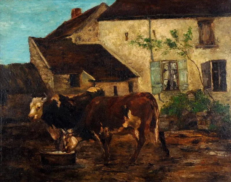 Maatilan piha lähellä Étretat - Gustave Courbet