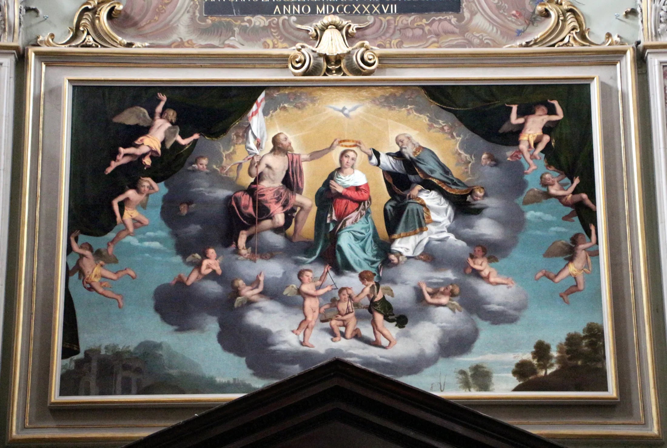 Couronnement de la Vierge - Giovanni Battista Moroni image 1 reproduction artisanale de tableau