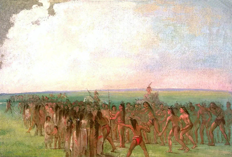 Juoksu kylän Mandan takana - George Catlin