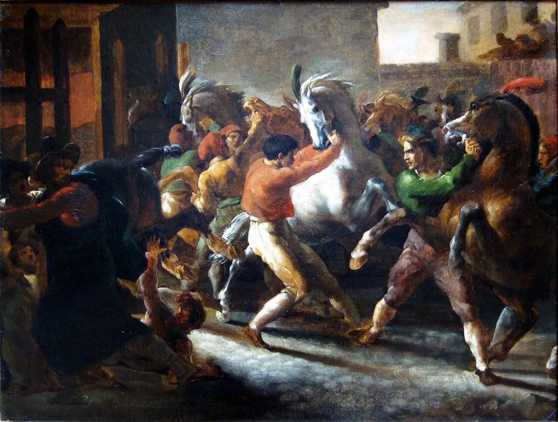 Vapaiden hevosten kilpailu Roomassa - Théodore Géricault