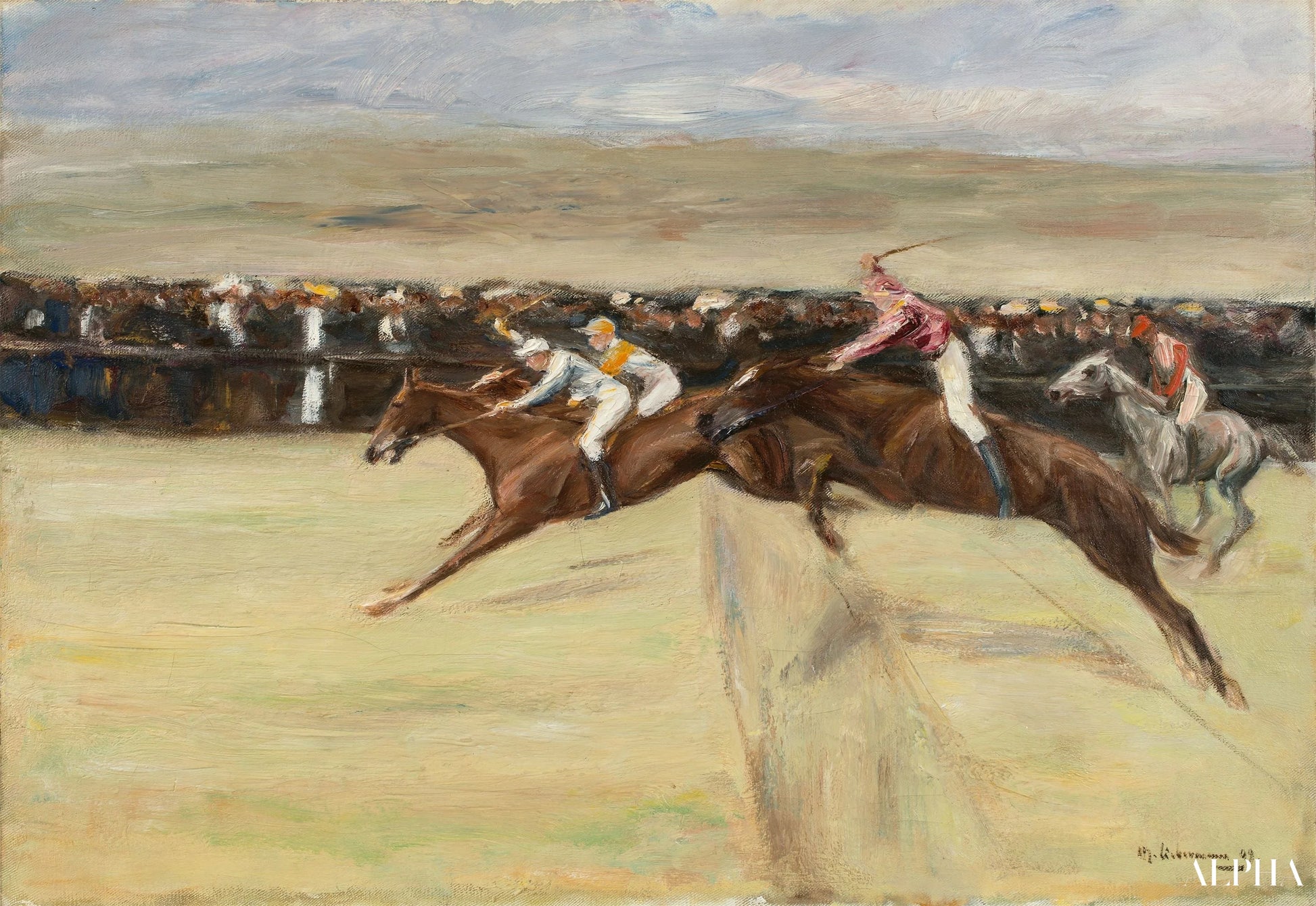 Hevoskilpailut Cascineissa - 1. versio - Max Liebermann - Korkealaatuiset taulujen ja maalauksien reproduktiot