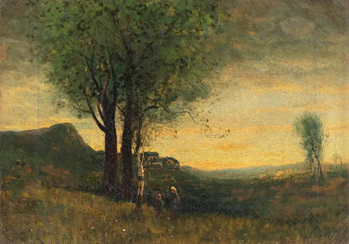 Auringonlasku - Jean-Baptiste Camille Corot