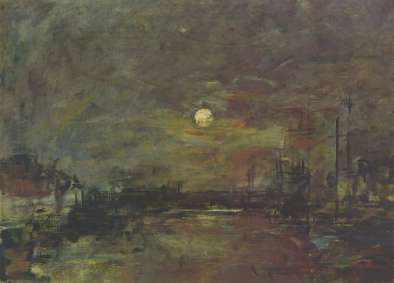 Auringonlasku Kauppalammella Havressa - Eugène Boudin