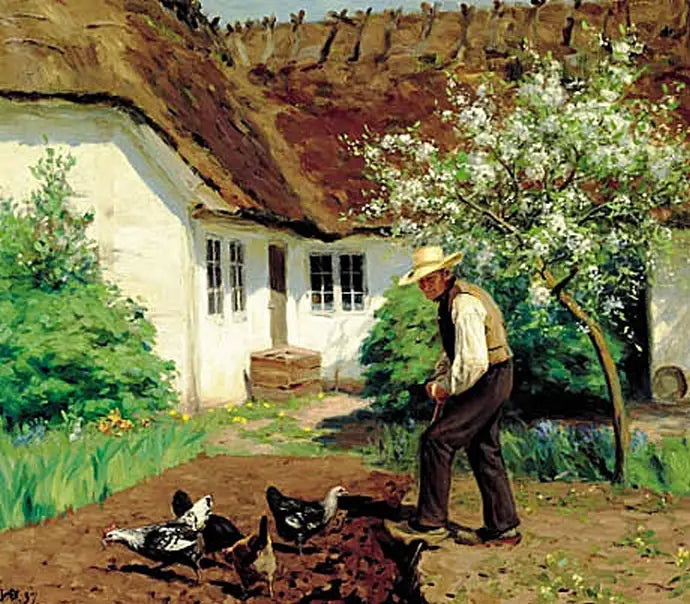Kaivaa puutarha keväällä. - H. A. Brendekilde