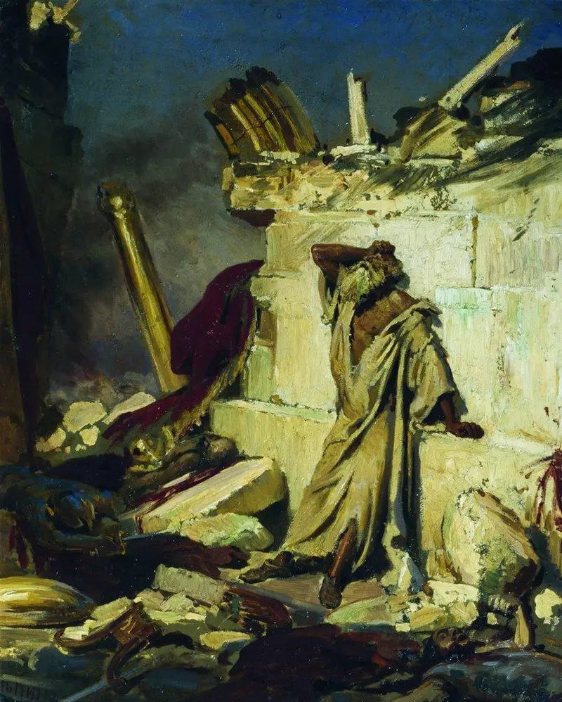 Jeremian profetian huuto Jerusalemin raunioilla - Ilya Repin