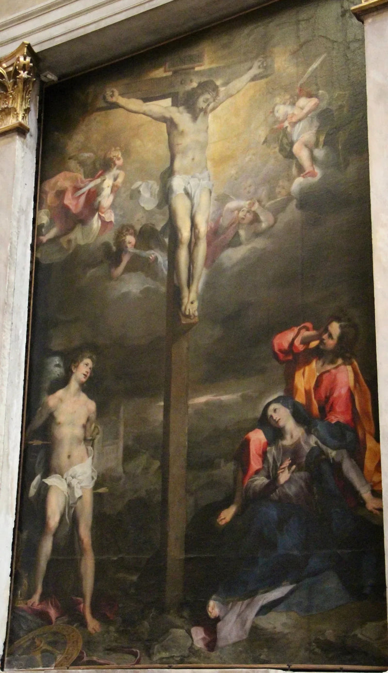 Ristiinnaulitseminen Madonan, San Giovanni ja San Sebastiano - Federico Barroci