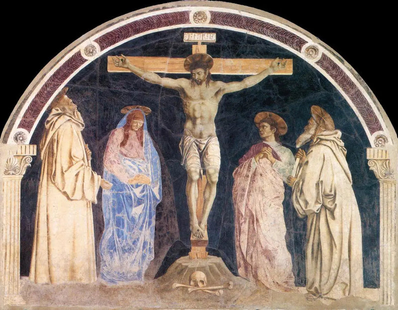 Ristiinnaulitseminen Marian ja kolmen pyhimyksen kanssa - Andrea del Castagno