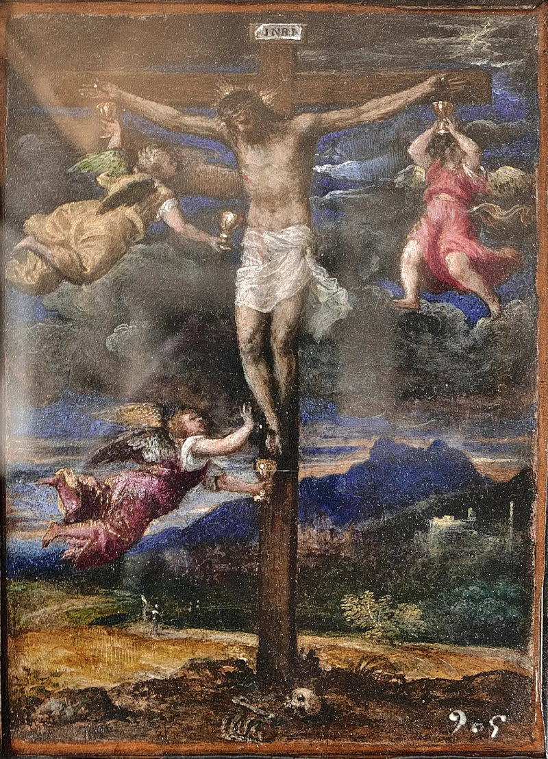 Ristiinnaulitseminen kolmen enkelin kanssa - Titian