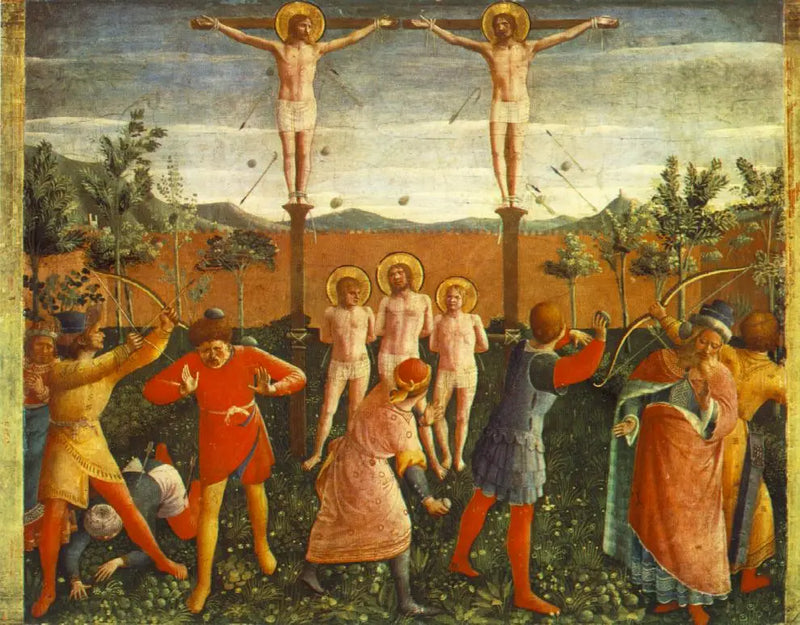 Pyhäin Kome ja Damian ristiinnaulitseminen - Fra Angelico