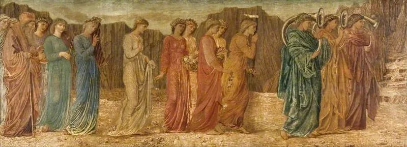 Cupid ja Psyche - Palatsin vihreät seinämaalaukset - Edward Burne-Jones