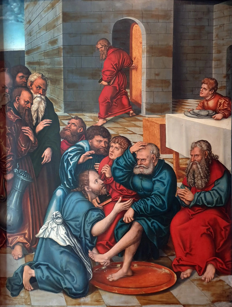 Passionin kierto: Kristus pesee apostolien jalkoja - Lucas Cranach vanhempi