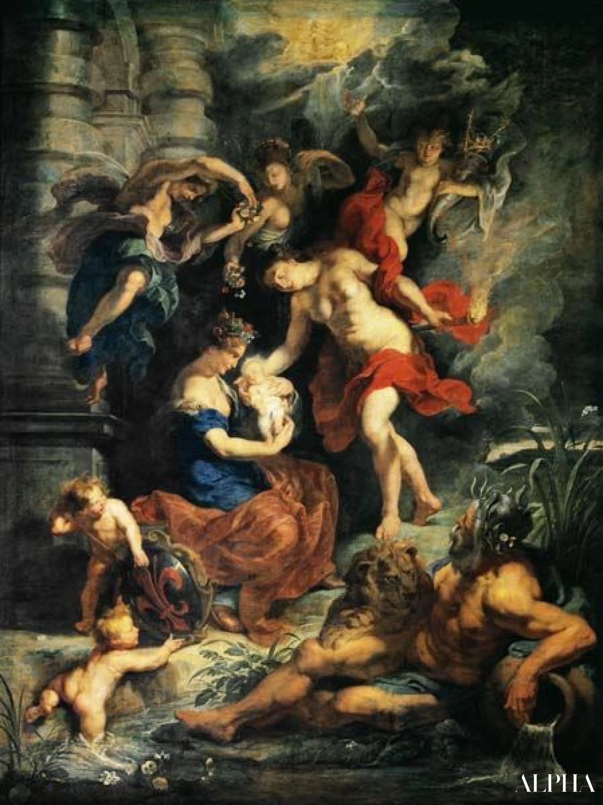 Medici-sykli: Marie de Médicis'n syntymä - Peter Paul Rubens - Taulujen ja korkealaatuisten maalauksien reproduktiot