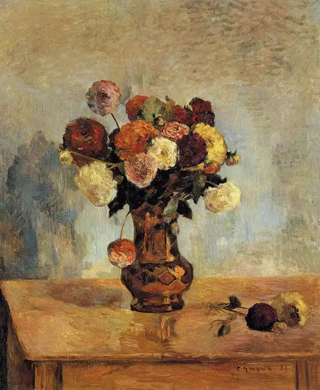 Dahlioita kuparivaseessa - Paul Gauguin