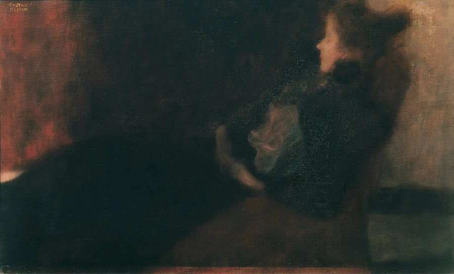 Nainen takkatulen äärellä (Nainen takan äärellä) - Gustav Klimt