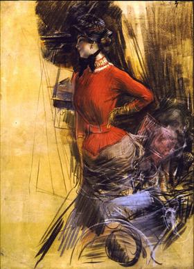 Rouva punaisessa takissa - Giovanni Boldini