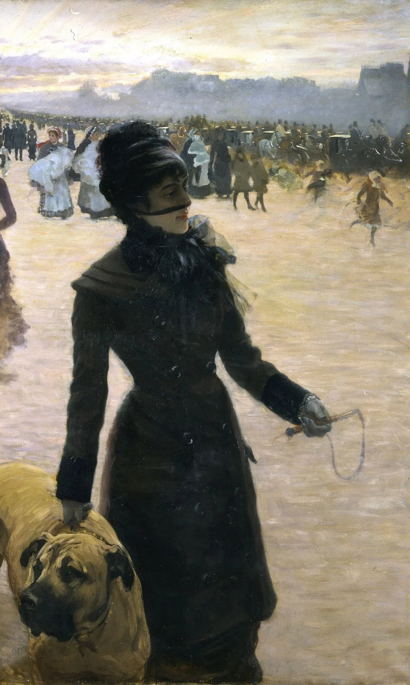 Nainen koiran kanssa - Giuseppe De Nittis