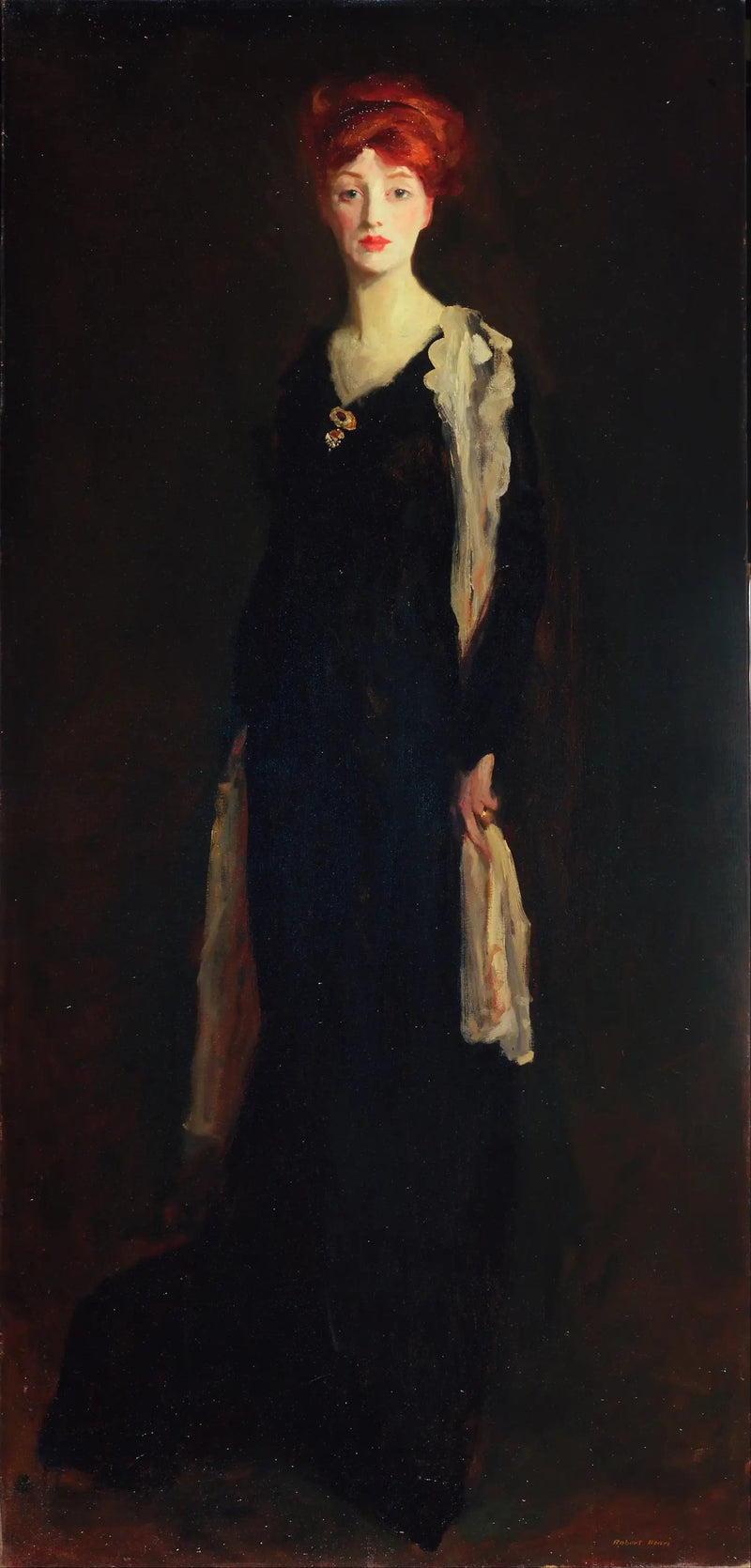 Nainen mustassa espanjalaisella huivilla (O mustassa huivilla ja huivilla) - Robert Henri