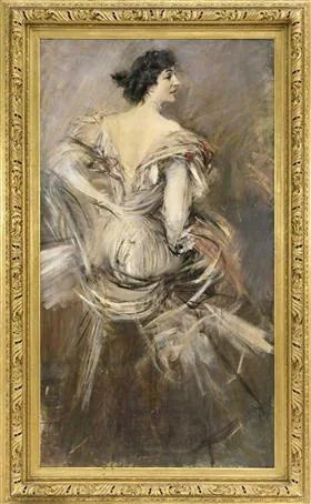 Rouva iltamekossa ruskeassa - Giovanni Boldini