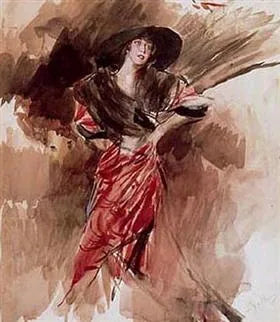Rouva punaisessa mekossa - Giovanni Boldini