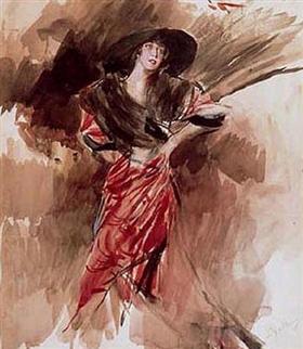 Rouva punaisessa mekossa - Giovanni Boldini