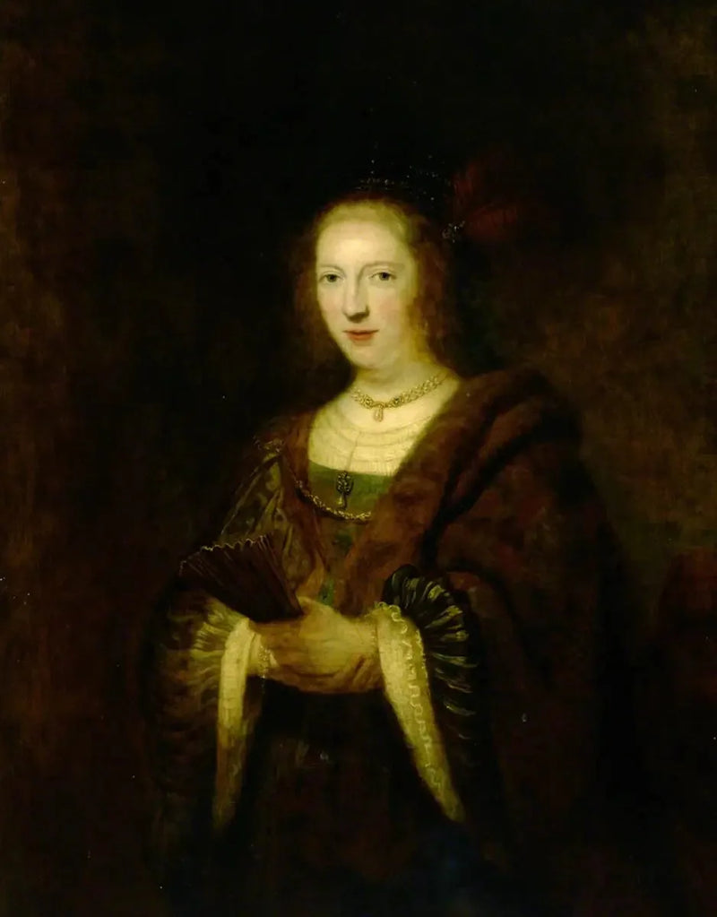 Nainen, joka pitää faneja - Rembrandt
