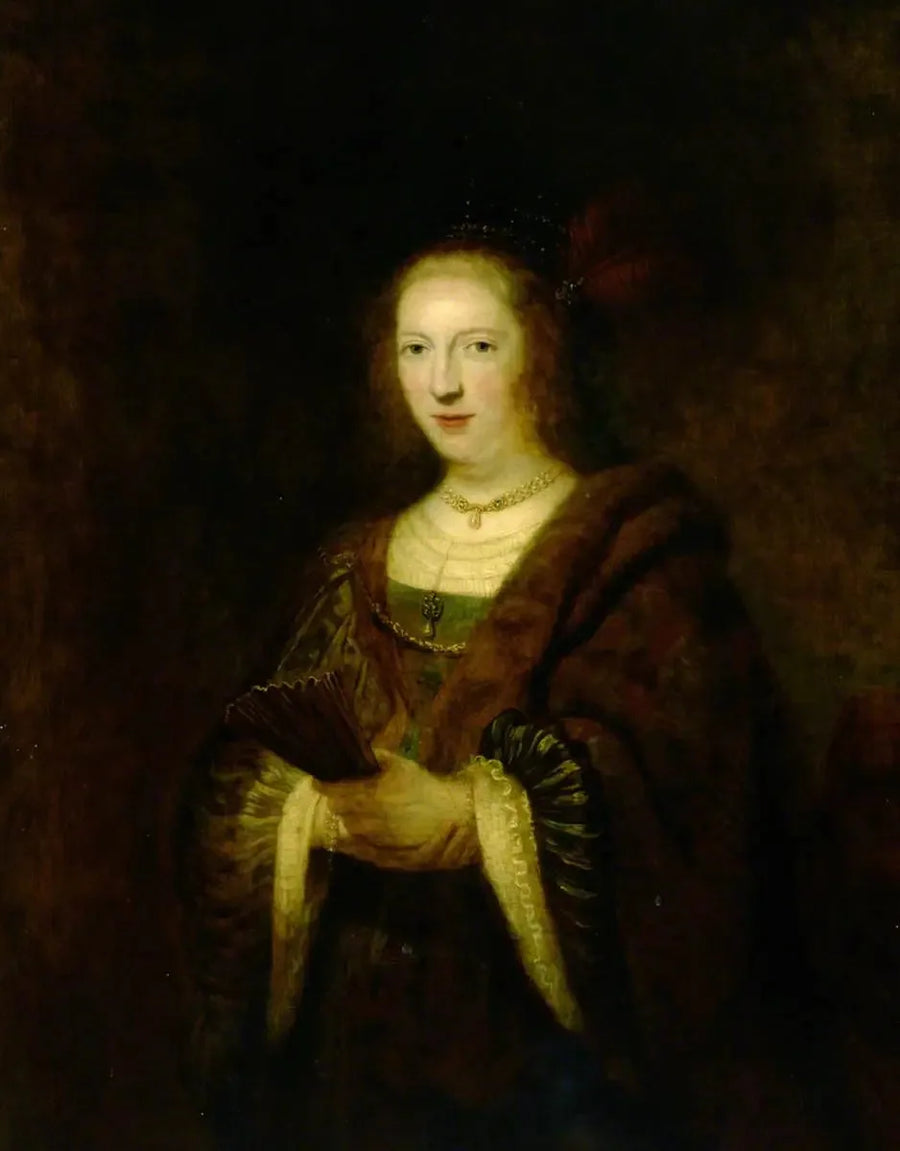 Nainen, joka pitää faneja - Rembrandt