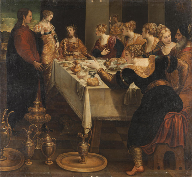 Daniel ilmoittaa Belsazarille imperiuminsa lopusta - Jacopo Tintoretto