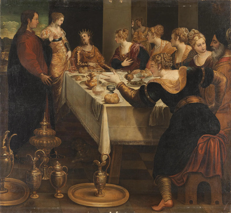 Daniel ilmoittaa Belsazarille imperiuminsa lopusta - Jacopo Tintoretto