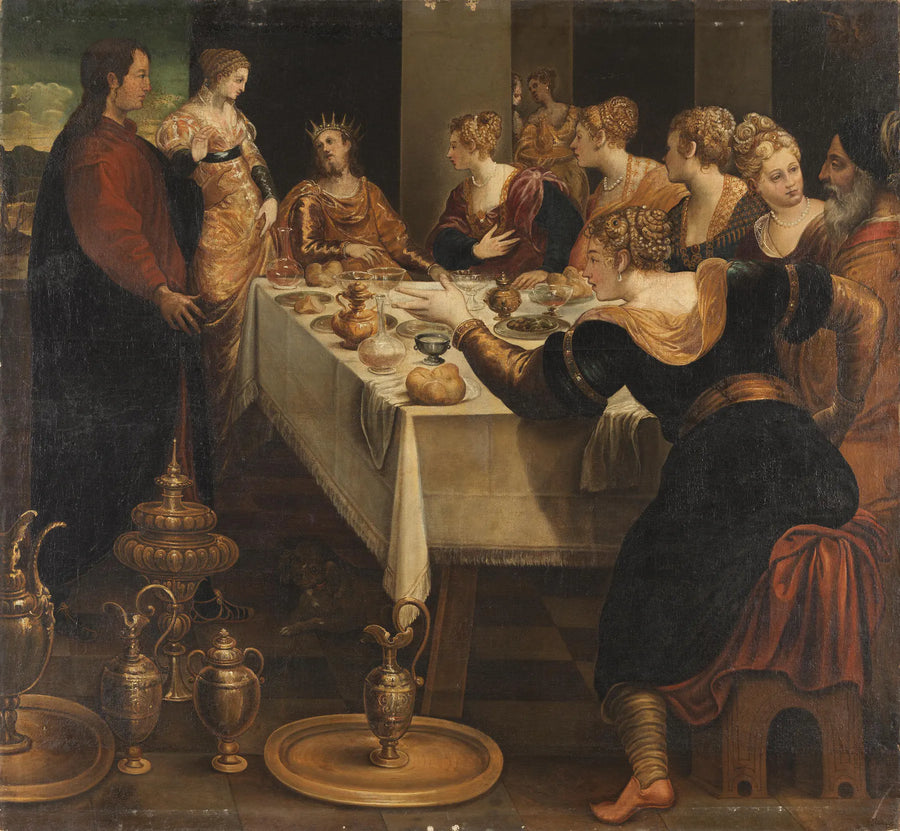 Daniel ilmoittaa Belsazarille imperiuminsa lopusta - Jacopo Tintoretto