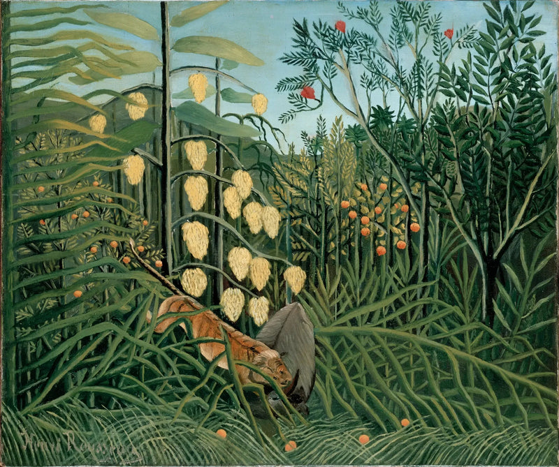 Trooppinen sademetsä - Tigren ja härän taistelu - Henri Rousseau