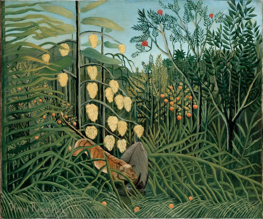 Trooppinen sademetsä - Tigren ja härän taistelu - Henri Rousseau