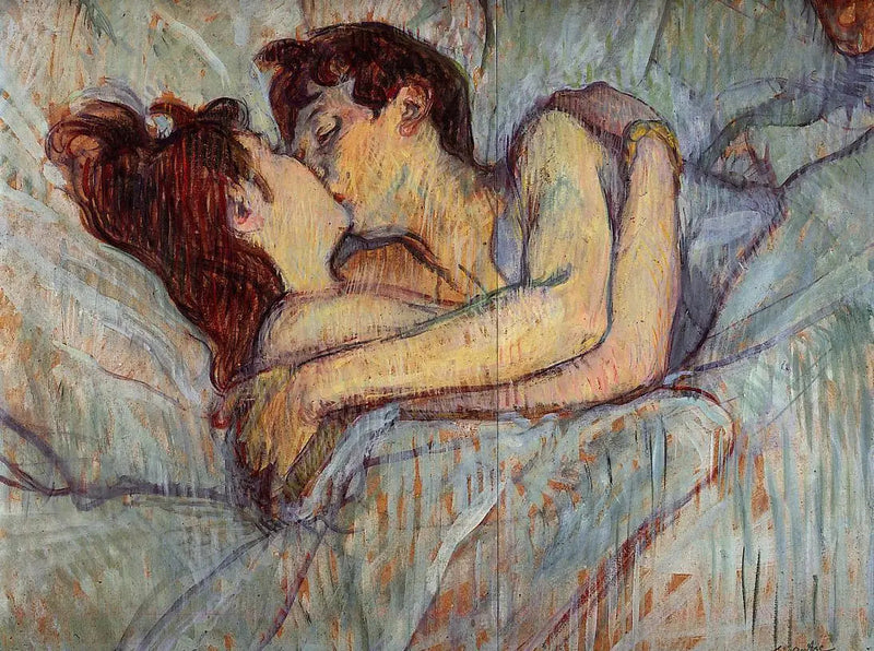 Vuoteessa, suudelma - Henri de Toulouse-Lautrec